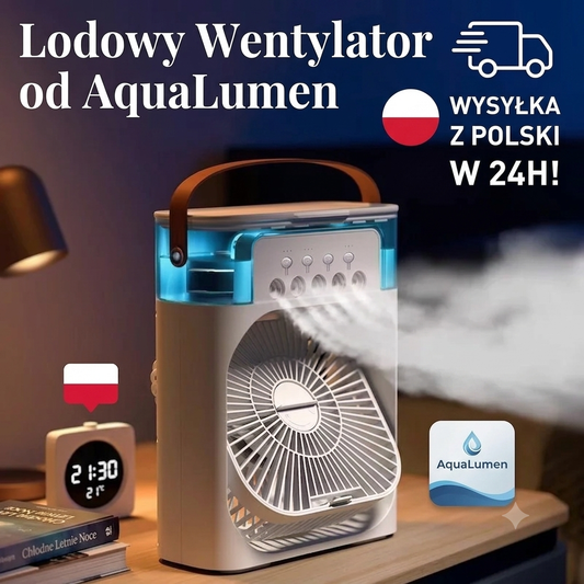 AquaLumen Lodowy Wentylator 3w1 — Wentylator, Klimatyzator i Nawilżacz